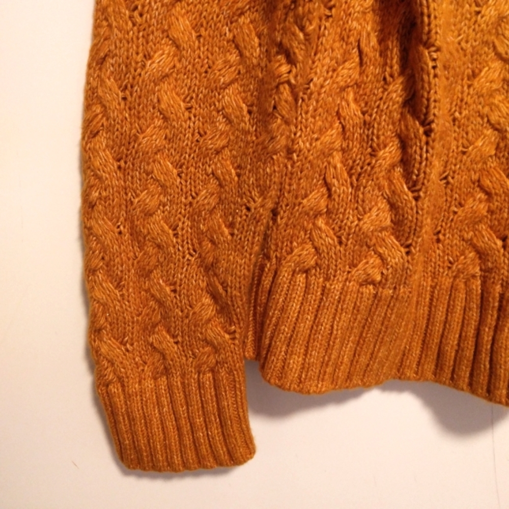 Lucky Brand Mustard Cable Knit Crewneck Sweater - Picture 3 of 6
